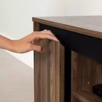 Meuble TV Flam South Shore pour téléviseurs jusqu'à 60", Noyer naturel : Meuble média en panneaux de particules stratifiés