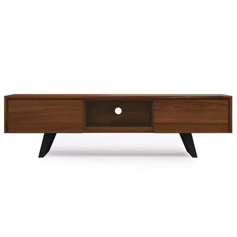 Meuble TV Mitchell 72" pour téléviseurs jusqu'à 80" Noyer - WyndenHall : Console média avec étagères fixes et ouvertes