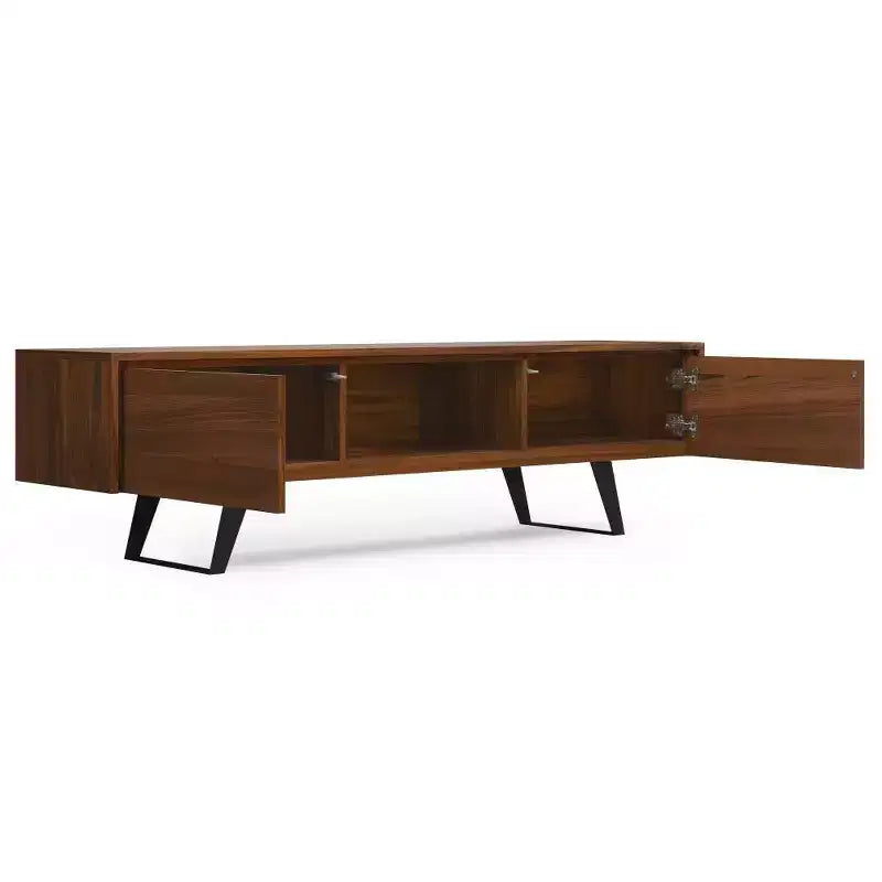 Meuble TV Mitchell 72" pour téléviseurs jusqu'à 80" Noyer - WyndenHall : Console média avec étagères fixes et ouvertes