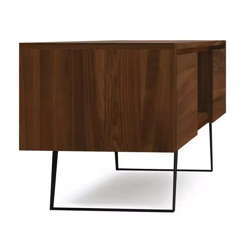 Meuble TV Mitchell 72" pour téléviseurs jusqu'à 80" Noyer - WyndenHall : Console média avec étagères fixes et ouvertes