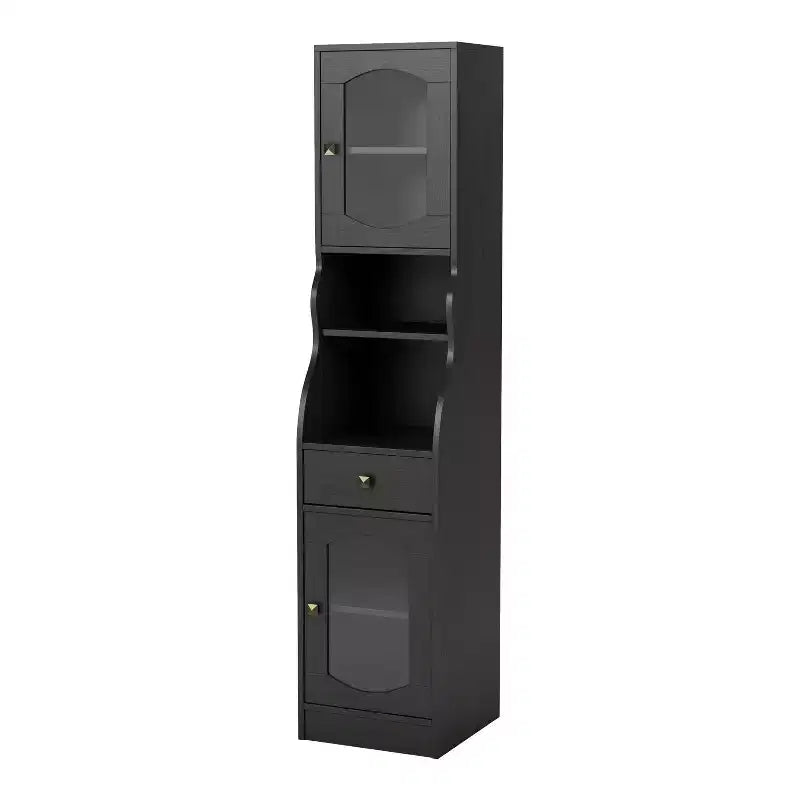 24/7 Shop At Home Jenny 70.8" Pier Cabinet with Drawer Espresso: Transitional Style Media Storage, Adjustable Shelves