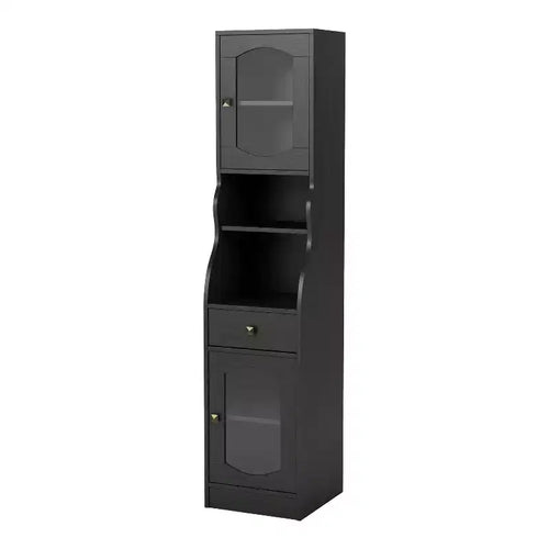 24/7 Shop At Home Jenny 70.8" Pier Cabinet with Drawer Espresso: Transitional Style Media Storage, Adjustable Shelves