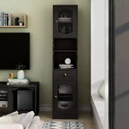 Magasin 24h/24 et 7j/7 – Meuble colonne Jenny 70,8" avec tiroir Espresso : Rangement multimédia de style transitionnel, étagères réglables