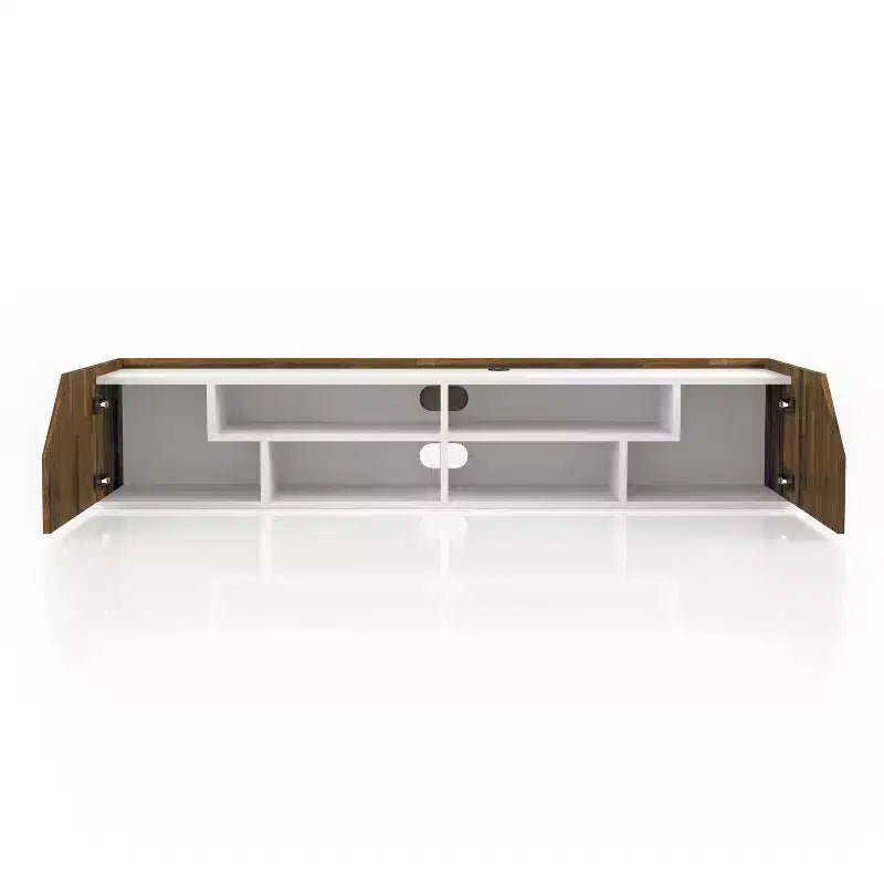 Meuble TV flottant transitionnel Kelvert 24/7 Shop At Home pour téléviseurs jusqu'à : Fixation murale, gestion des câbles, rangement