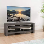 Meuble TV d'angle AVF Calibre pour téléviseurs jusqu'à 55" Gris : Cadre MDF, Étagères ouvertes, Capacité de 40 kg, Largeur de 115 cm