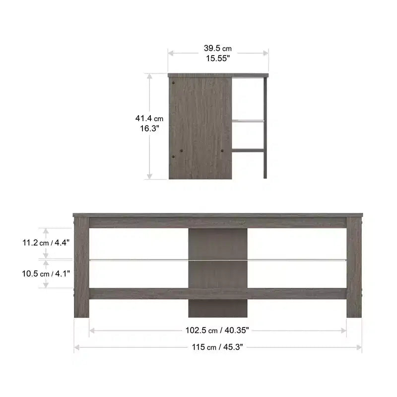 Meuble TV d'angle AVF Calibre pour téléviseurs jusqu'à 55" Gris : Cadre MDF, Étagères ouvertes, Capacité de 40 kg, Largeur de 115 cm