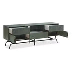 Meuble TV moderne 3 tiroirs Meadowgrove pour téléviseurs jusqu'à 65 po avec armoire vert sauge - miBasics : Cadre en métal, gestion des câbles