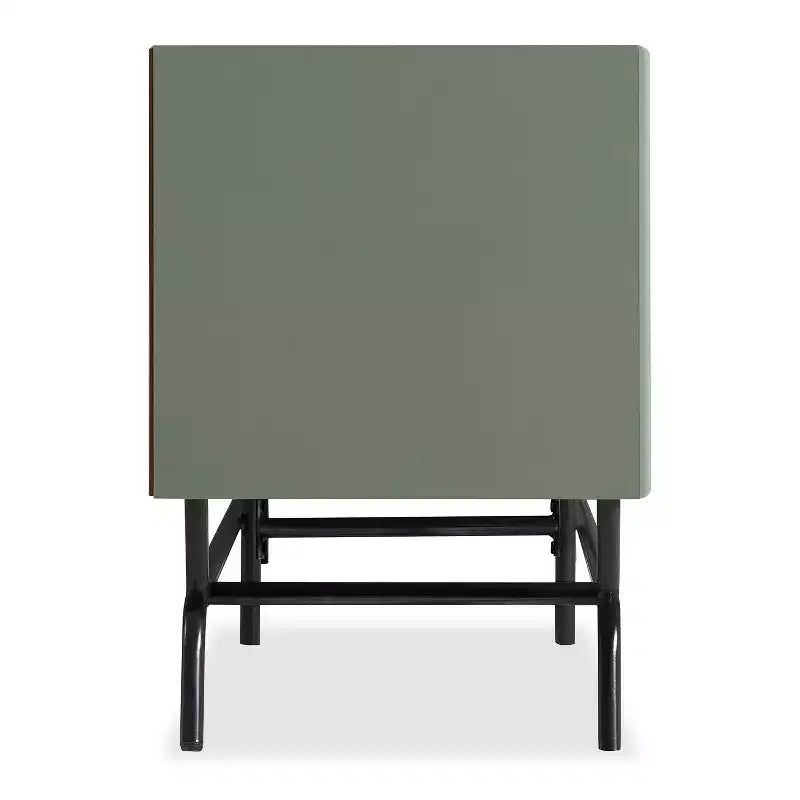 Meuble TV moderne 3 tiroirs Meadowgrove pour téléviseurs jusqu'à 65 po avec armoire vert sauge - miBasics : Cadre en métal, gestion des câbles