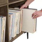 Crosley 40 po Meuble média de rangement pour vinyles Sydney Noyer : Rangement vinyles, Meuble média avec étagères ouvertes