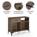 Crosley 40 po Meuble média de rangement pour vinyles Sydney Noyer : Rangement vinyles, Meuble média avec étagères ouvertes