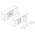 Meuble TV Festivo Vintage Style 178 cm pour téléviseurs jusqu'à 203 cm Blanc