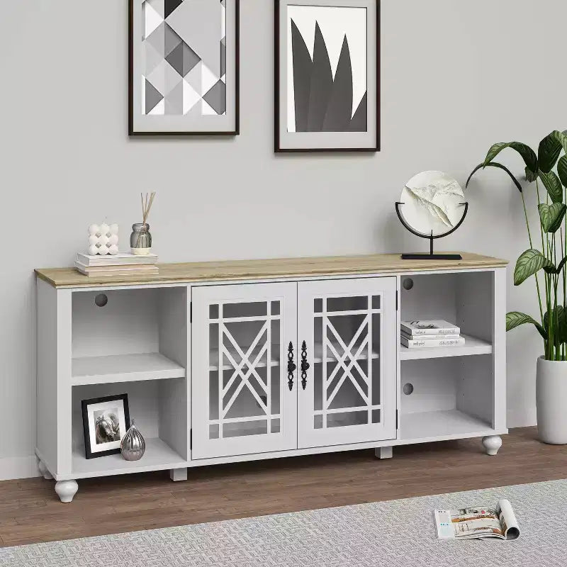 Meuble TV Festivo Vintage Style 178 cm pour téléviseurs jusqu'à 203 cm Blanc