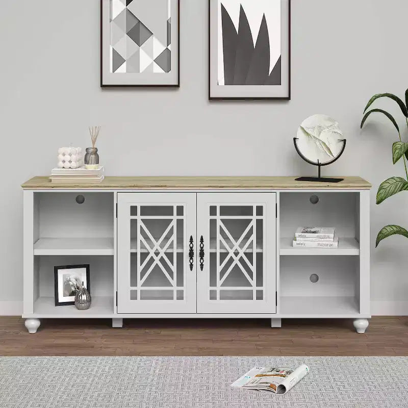 Meuble TV Festivo Vintage Style 178 cm pour téléviseurs jusqu'à 203 cm Blanc