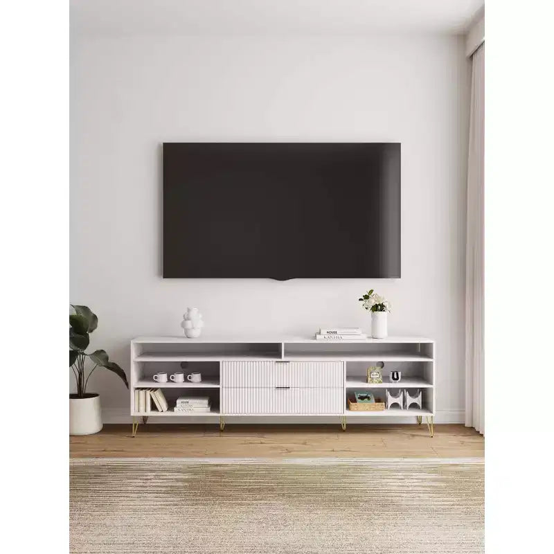 Meuble TV Dumbo Manhattan Comfort de 85 po pour téléviseurs jusqu'à 80 po, blanc