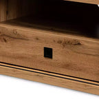 Meuble TV 1 tiroir Beasley Wood pour téléviseurs jusqu'à 65 po Chêne brun/noir - Baxton Studio : Centre de divertissement