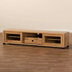 Meuble TV 1 tiroir Beasley Wood pour téléviseurs jusqu'à 65 po Chêne brun/noir - Baxton Studio : Centre de divertissement