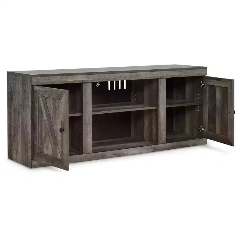 Meuble TV Signature Design by Ashley 60" Wynnlow pour TV jusqu'à 65" Marron/Beige : Meuble multimédia rustique avec gestion des câbles
