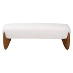 Baxton Studio Vinicio Boucle Accent Bench Cream/Walnut Brown