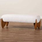 Banc d'appoint Baxton Studio Vinicio Boucle Crème/Noyer Marron