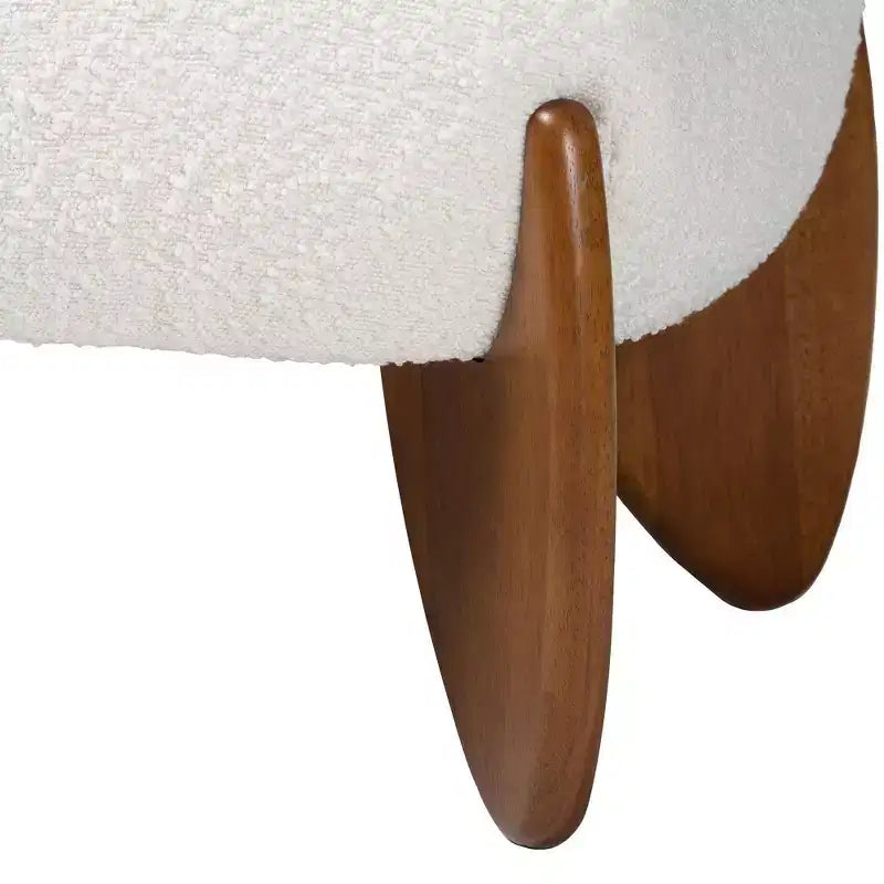 Banc d'appoint Baxton Studio Vinicio Boucle Crème/Noyer Marron