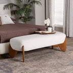 Banc d'appoint Baxton Studio Vinicio Boucle Crème/Noyer Marron