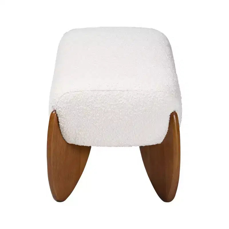 Banc d'appoint Baxton Studio Vinicio Boucle Crème/Noyer Marron