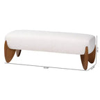 Banc d'appoint Baxton Studio Vinicio Boucle Crème/Noyer Marron