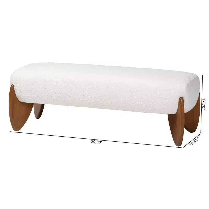 Banc d'appoint Baxton Studio Vinicio Boucle Crème/Noyer Marron
