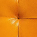 Banc en cuir de chèvre Storied Home, couleur tabac : cadre en bois de manguier, ottoman rectangulaire rembourré, assemblage par un adulte.