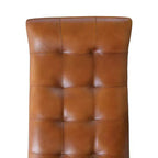 Banc en cuir de chèvre Storied Home, couleur tabac : cadre en bois de manguier, ottoman rectangulaire rembourré, assemblage par un adulte.