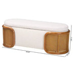 Banc de rangement Baxton Studio Basira en tissu bouclette : plateau relevable, ovale, style Japandi