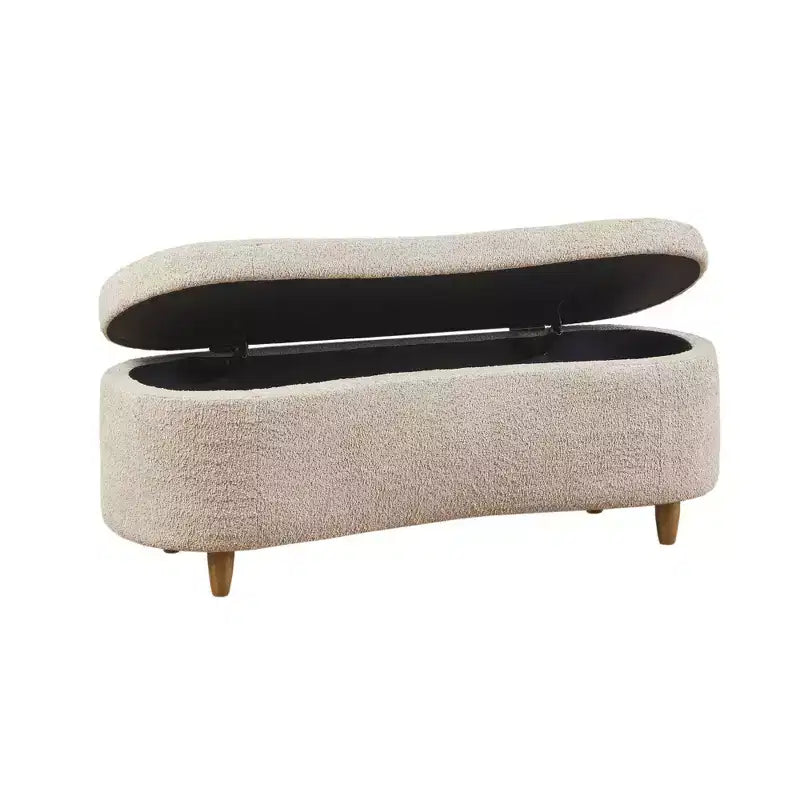 Banc de rangement Bailey Boucle à plateau rabattable taupe - Ink+Ivy : Pouf rembourré, meuble de chambre avec pieds en bois