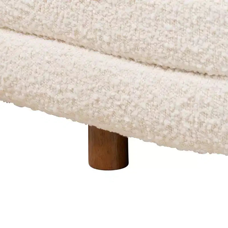 Banc de rangement en tissu et bois Betiana Crème/Noyer Brun - Baxton Studio : Inspiration Japandi, dessus relevable, rembourré de mousse