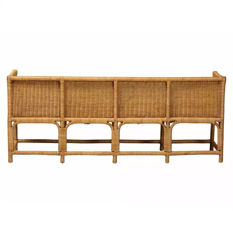 Banc de salle à manger long en rotin Seranay Scallop bali & pari, miel clair