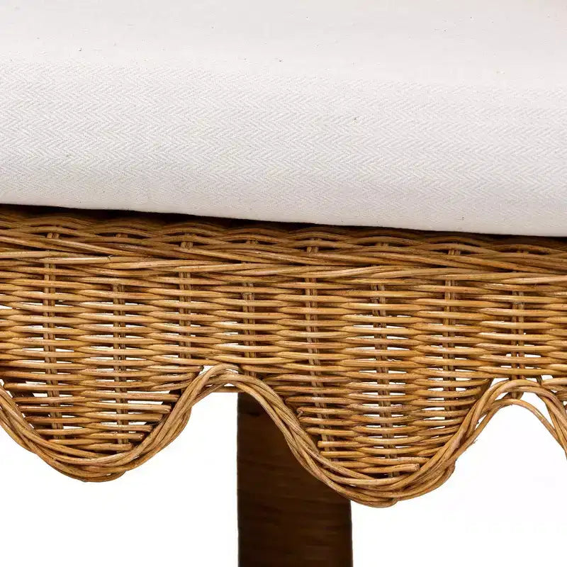 Banc de salle à manger long en rotin Seranay Scallop bali & pari, miel clair