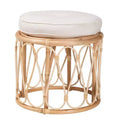 bali & pari Hachiro Natural Rattan Ottoman Footstool: Bohemian Handcrafted, Removable Cushion, No Assembly Required