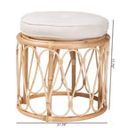 bali & pari Hachiro Repose-pieds ottoman en rotin naturel : Bohème fait main, coussin amovible, aucun assemblage requis