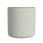 Pouf de rangement avec plateau en bois gris clair - HomePop : Rembourré, Rond, Capitonnage, Structure en bois