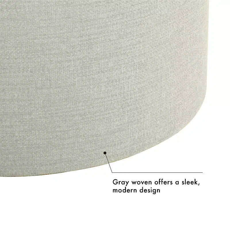 Pouf de rangement avec plateau en bois gris clair - HomePop : Rembourré, Rond, Capitonnage, Structure en bois
