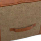 Pouf Castlebridge Tan - WyndenHall : Ottoman carré contemporain, revêtement en cuir amovible, motif abstrait, capacité de 113 kg