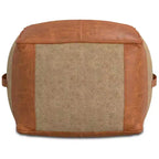 Pouf Castlebridge Tan - WyndenHall : Ottoman carré contemporain, revêtement en cuir amovible, motif abstrait, capacité de 113 kg