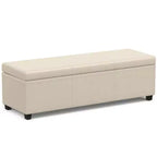 Banc de rangement ottoman Franklin très grand crème satiné - WyndenHall