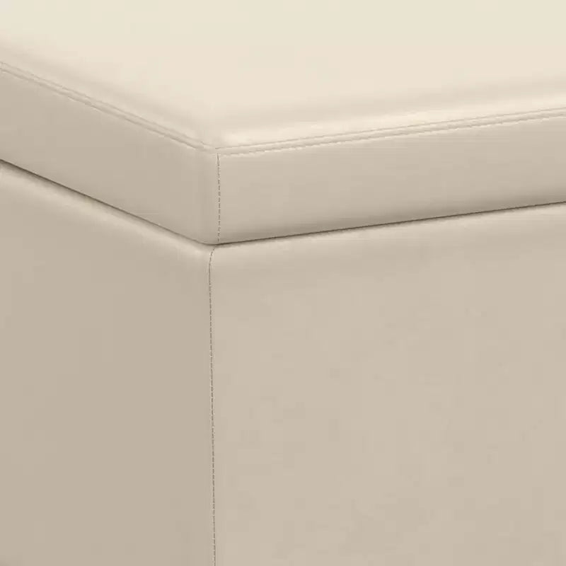 Banc de rangement ottoman Franklin très grand crème satiné - WyndenHall