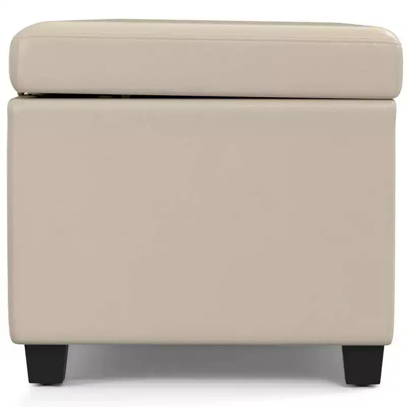 Banc de rangement ottoman Franklin très grand crème satiné - WyndenHall