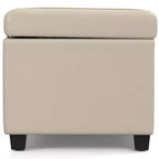 Banc de rangement ottoman Franklin très grand crème satiné - WyndenHall