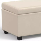 Banc de rangement ottoman Franklin très grand crème satiné - WyndenHall