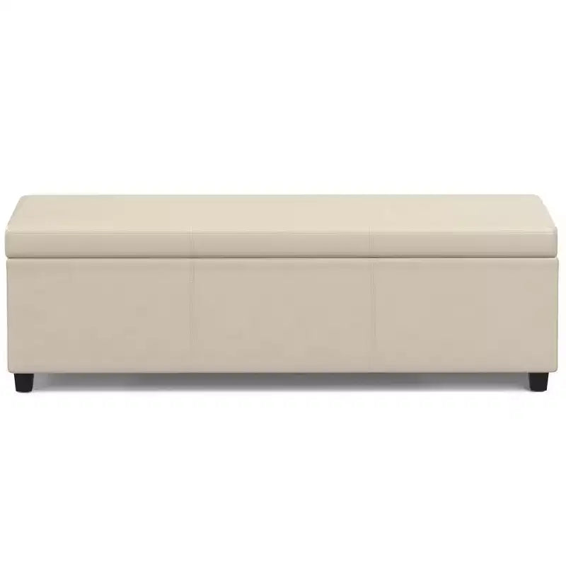 Banc de rangement ottoman Franklin très grand crème satiné - WyndenHall