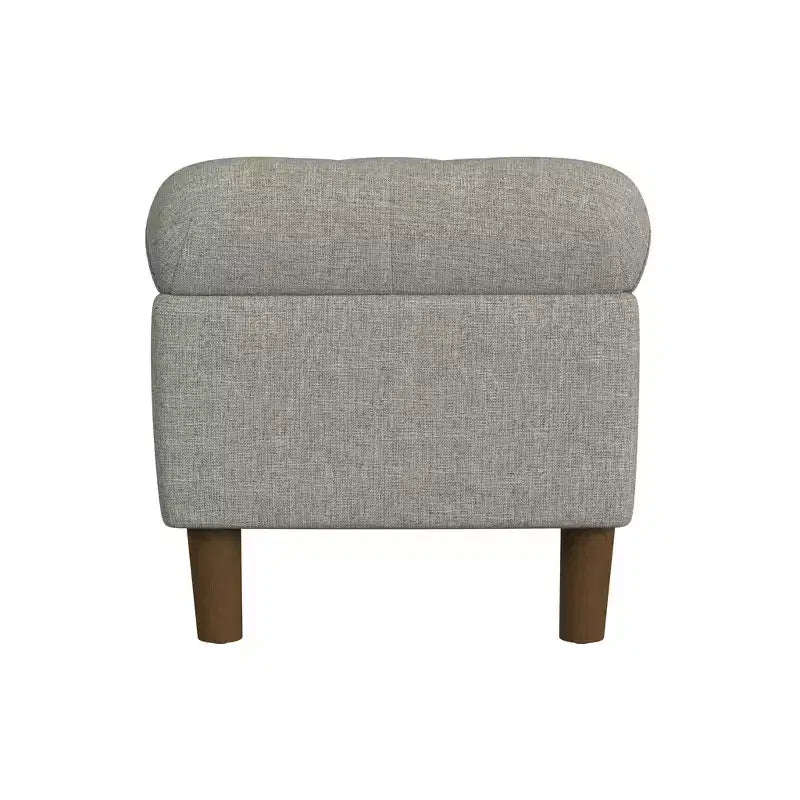 Banc de rangement capitonné avec pieds coniques en bois gris - HomePop : Couvercle à charnière, Pouf de chambre à coucher