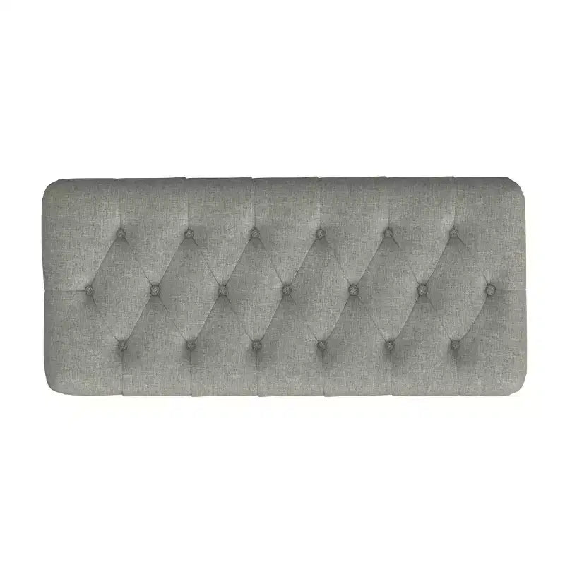 Banc de rangement capitonné avec pieds coniques en bois gris - HomePop : Couvercle à charnière, Pouf de chambre à coucher