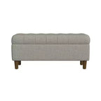 Banc de rangement capitonné avec pieds coniques en bois gris - HomePop : Couvercle à charnière, Pouf de chambre à coucher